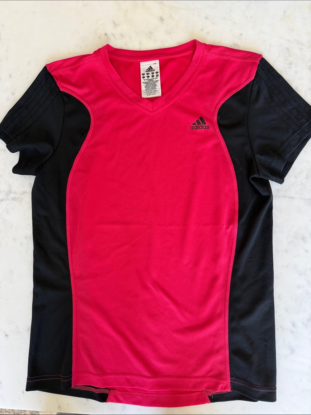 adidas Woman’s Hot Pink and Black Short Sleeve Athletic Top